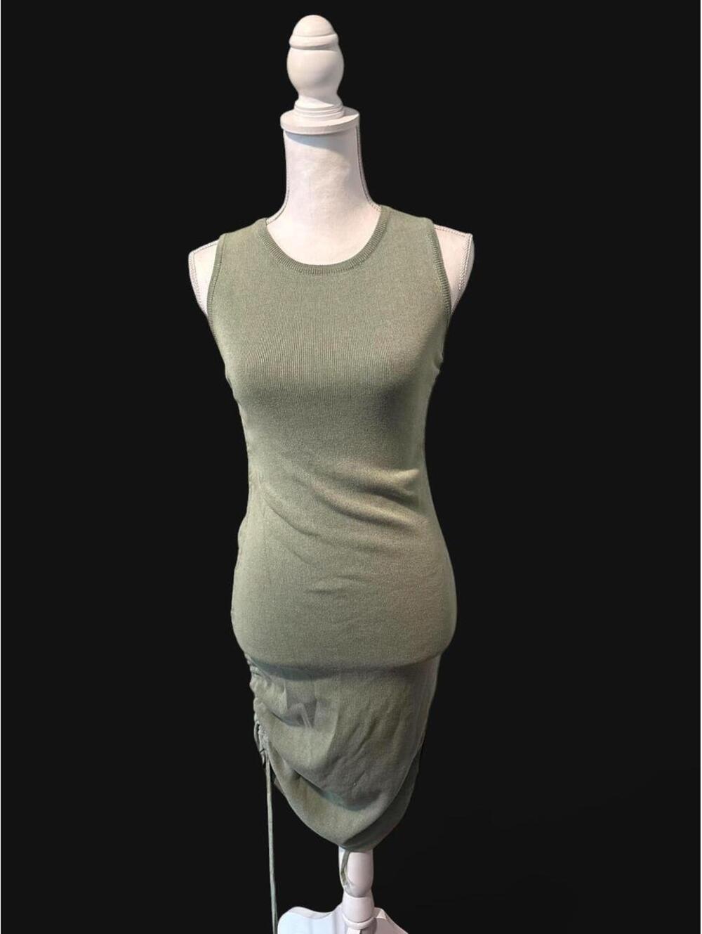 Lioness Sage Green Ribbed Bodycon Mini Dress size M